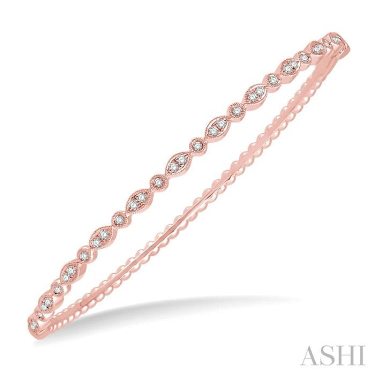 3/8 ctw Marquise & Round Mount Stackable Diamond Bangle in 14K Rose Gold