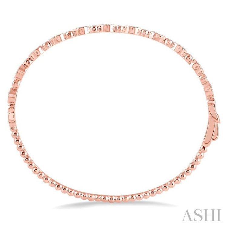 3/8 ctw Marquise & Round Mount Stackable Diamond Bangle in 14K Rose Gold