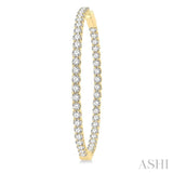 10 ctw Inside-Out Round Cut Diamond 2-Inch Hoop Earrings in 14K Yellow Gold