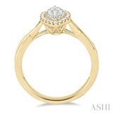 1/3 Ctw Marquise Shape Round Cut Diamond Lovebright Ring in 14K Yellow and White Gold