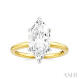 1/10 Ctw Marquise Shape Round Cut Diamond Semi-Mount Engagement Ring in 14K Yellow and White Gold