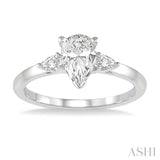 1/5 Ctw Pear Cut Diamond Semi-Mount Engagement Ring in 14K White Gold