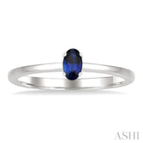 5x3 MM Oval Shape Sapphire Precious Solitaire Ring in 14K White Gold