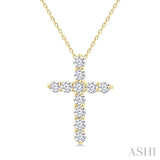 1/3 Ctw Round Cut Diamond Cross Pendant in 14K Yellow Gold with Chain