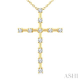 1/4 Ctw Round Cut Diamond Cross Pendant With Chain in 10K Yellow Gold