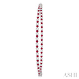 1.6 MM Ruby and Alternating 1 1/2 Ctw Round Cut Inside-Out Diamond Precious Hoop Earrings in 14K White Gold