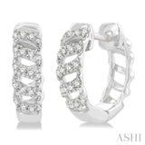 1/4 Ctw Petite Open Swirl Round Cut Diamond Fashion Huggies in 10K White Gold