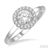 1/10 Ctw Round Cut Diamond Halo Semi-Mount Engagement Ring in 14K White Gold