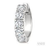 4 Ctw Round Cut Diamond Hoop Earrings in 14K White gold