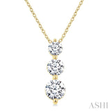 1 Ctw Round Cut Diamond Three-Stone Snowman Pendant With Chain in 14K Yellow Gold