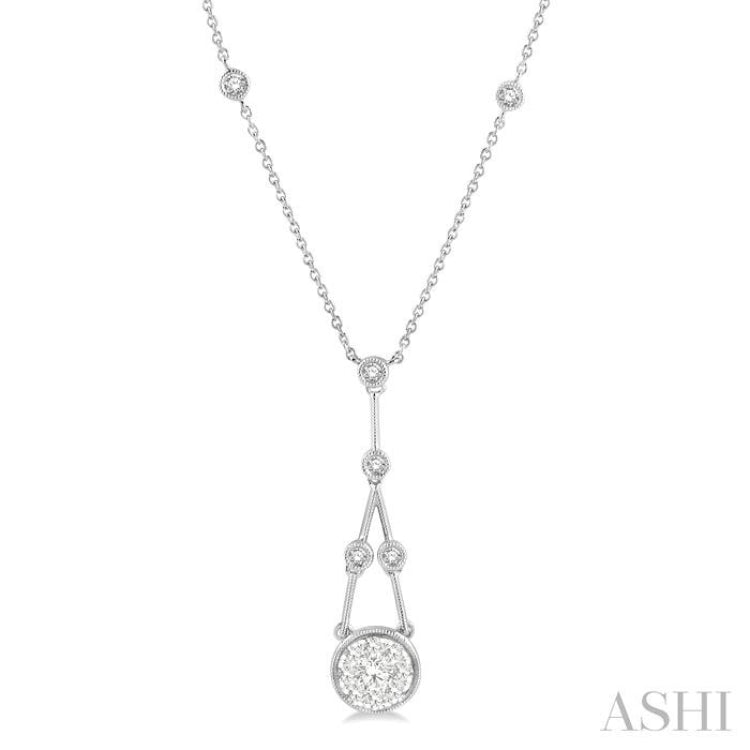 5/8 ctw Bar & Circular Mount Motif Round Cut Diamond