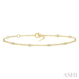 1/6 Ctw Circular Mount Round Cut Diamond Station Bracelet in 10K Yellow Gold