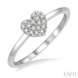 1/10 ctw Heart Charm Round Cut Diamond Petite Fashion Ring in 14K White Gold