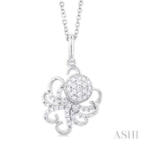 1/5 Ctw Petite Octopus Round Cut Diamond Fashion Pendant With Chain in 10K White Gold