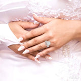 1 1/4 Ctw Oval Shape Diamond Lovebright Wedding Set with 1 Ctw Engagement Ring and 1/4 Ctw Wedding Band in 14K White Gold