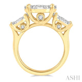 3 Ctw Lovebright Round Cut Diamond Ring in 14K Yellow and White Gold