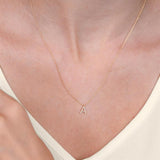 1/20 Ctw Initial 'A' Round Cut Diamond Pendant With Chain in 14K Yellow Gold