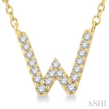 1/20 Ctw Initial 'W' Round Cut Diamond Pendant With Chain in 10K Yellow Gold