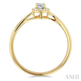 5x3 MM Oval Shape White Topaz and 1/20 Ctw Round Cut Diamond Halo Semi-Precious Ring in 10K Yellow Gold