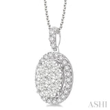 2 Ctw Oval Shape Diamond Lovebright Pendant in 14K White Gold with Chain