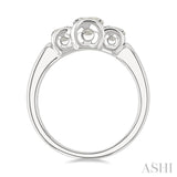 1 Ctw 3-Stone Round Cut Diamond Fashion Ring in 14K White Gold