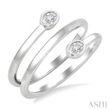 1/5 Ctw Spiral Bezel Set Oval Cut Diamond Fashion Ring in 14K White Gold
