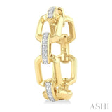 1/10 Ctw Bold Open Window Octagonal Shaped Round Cut Diamond Fashion Hoop Earring in 10K Yellow Gold