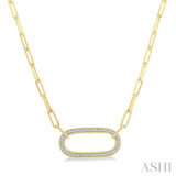 1/10 Ctw Paperclip Round Cut Diamond Fashion Pendant With Chain in Yellow Gold Vermeil