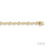 1 1/10 Ctw Marquise and Floral Link Diamond Bracelet in 14K Yellow Gold