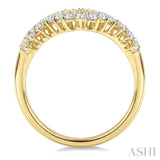 5/8 Ctw Twin Row Round Cut Diamond Chevron Ring in 14K Yellow Gold