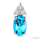 1/20 Ctw Oval Cut 5X3 MM Blue Topaz and Round Cut Diamond semi-precious Earrings in 10K White Gold