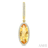 12X5 MM Evoque Gemstones Oval Shape Citrine and 1/3 Ctw Round Cut Diamond Semi-Precious Earrings in 10K Yellow Gold