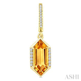 12X5 MM Evoque Gemstones Hexagon Shape Citrine and 1/5 Ctw Round Cut Diamond Semi-Precious Earrings in 10K Yellow Gold