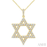 1 Ctw Star of David Round Cut Diamond Fashion Pendant With Chain in 14K Yellow Gold