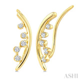 1/10 Ctw Round Cut Diamond Fashion Ear Climbers in 10K Yellow Gold