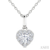1/4 Ctw Heart and Round Cut Diamond Fashion Halo Pendant With Chain in 14K White Gold