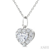 1/4 Ctw Heart and Round Cut Diamond Fashion Halo Pendant With Chain in 14K White Gold