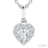 1/4 Ctw Heart and Round Cut Diamond Fashion Halo Pendant With Chain in 14K White Gold