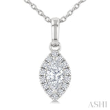1/4 Ctw Marquise and Round Cut Diamond Fashion Halo Pendant With Chain in 14K White Gold