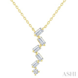 1/3 Ctw Zig-Zag Mixed Cut Diamond Fashion Pendant With Chain in 10K Yellow Gold