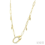 5/8 Ctw Paperclip Link Round Cut Diamond Fashion Necklace in 14K Yellow Gold