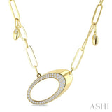 5/8 Ctw Paperclip Link Round Cut Diamond Fashion Necklace in 14K Yellow Gold