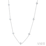 1/2 Ctw Princess Cut Diamond Fashion Station Necklace in 14K White Gold