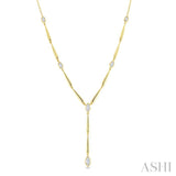 1 Ctw Marquise Cut Diamond Teardrop Bar Necklace in 14K Yellow Gold