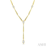 1 Ctw Marquise Cut Diamond Teardrop Bar Necklace in 14K Yellow Gold