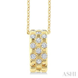 1/5 Ctw Round Cut Golden Glow Diamond Checkered Fashion Pendant With Chain in 10K Yellow Gold
