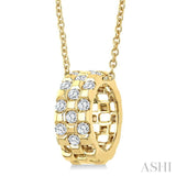 1/5 Ctw Round Cut Golden Glow Diamond Checkered Fashion Pendant With Chain in 10K Yellow Gold