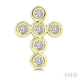 1/10 Ctw Round Cut Diamond Bezel Set Cross Petite Earrings in 10K Yellow Gold