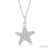 1/10 Ctw Starfish Petite Round Cut Diamond Fashion Pendant With Chain in 14K White Gold