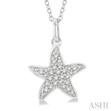 1/10 Ctw Starfish Petite Round Cut Diamond Fashion Pendant With Chain in 14K White Gold
